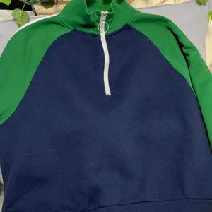 Green and blue forever 21 colorblock mock neck sweater.